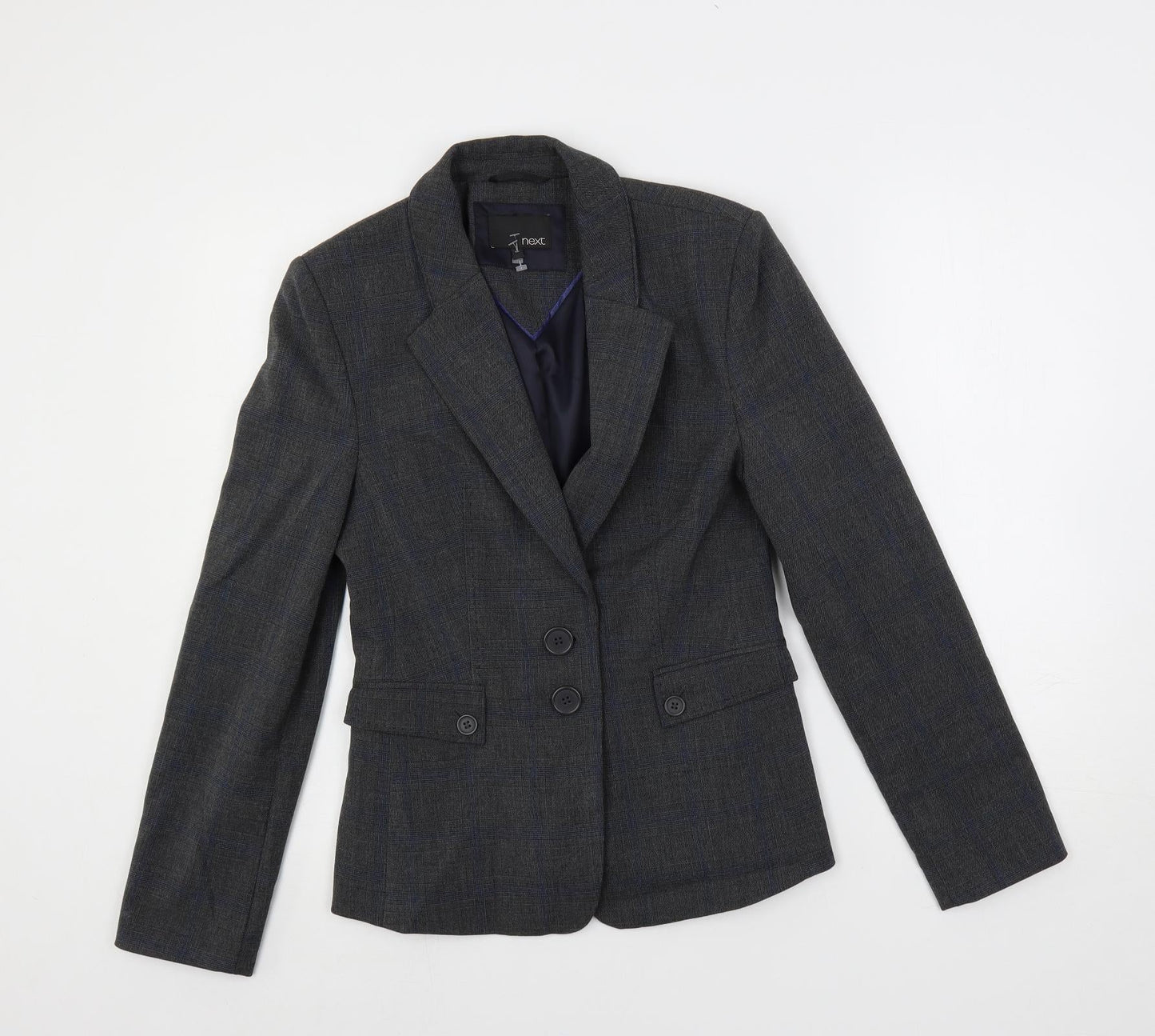 NEXT Womens Grey Plaid Jacket Blazer Size 8 Button