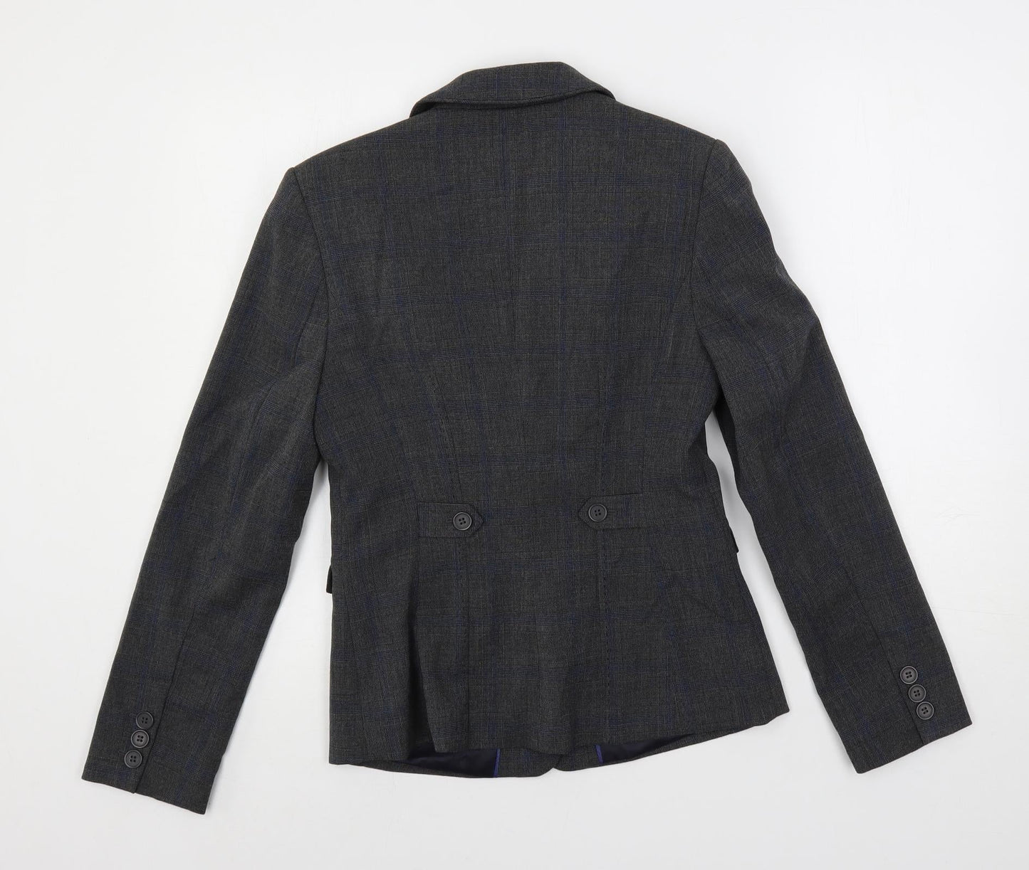 NEXT Womens Grey Plaid Jacket Blazer Size 8 Button