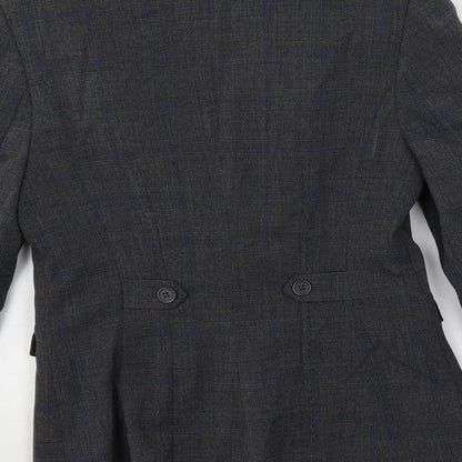Next Womens Grey Plaid Jacket Blazer Size 8 Button
