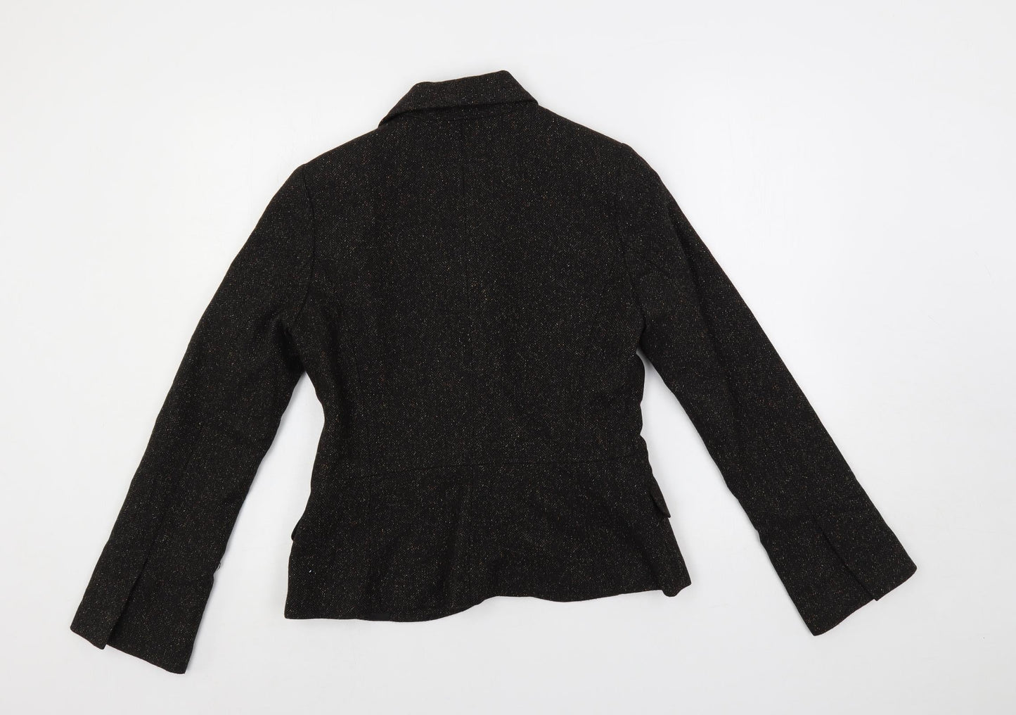 H&M Womens Brown Herringbone Jacket Blazer Size 10 Button