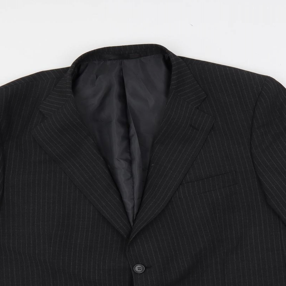 Marks and Spencer Mens Grey Striped Polyester Jacket Suit Jacket Size 44 Regular