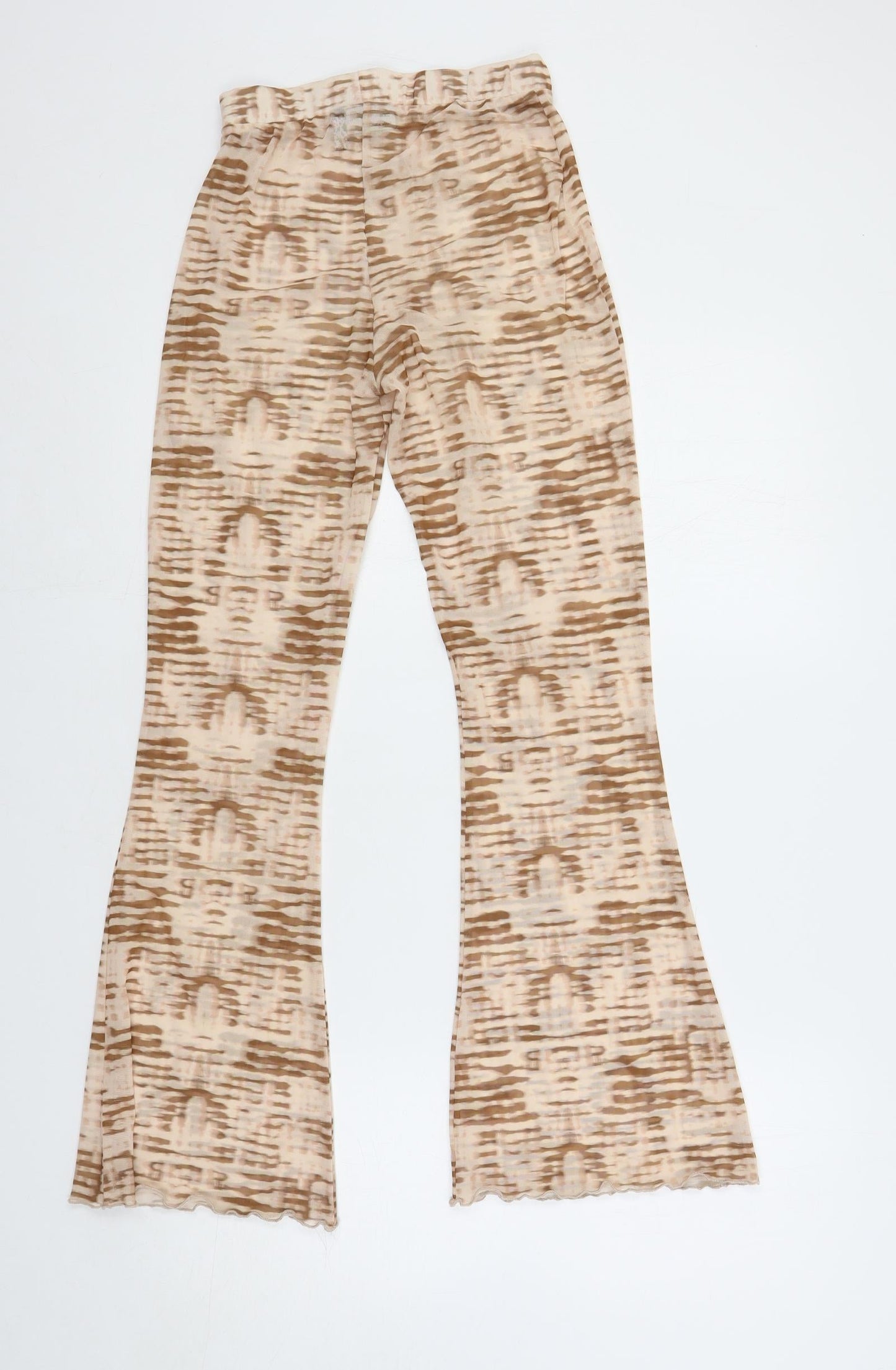ASOS Womens Beige Geometric Polyester Trousers Size 6 L28 in Regular - Sheer
