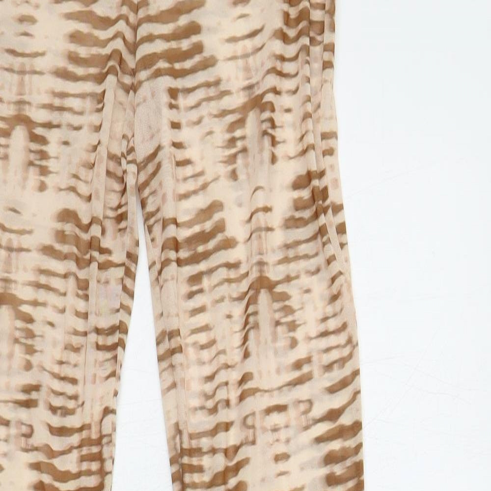 ASOS Womens Beige Geometric Polyester Trousers Size 6 L28 in Regular - Sheer