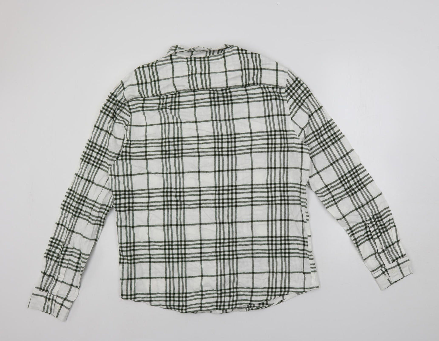 ASOS Womens White Plaid Cotton Basic Button-Up Size XL Collared