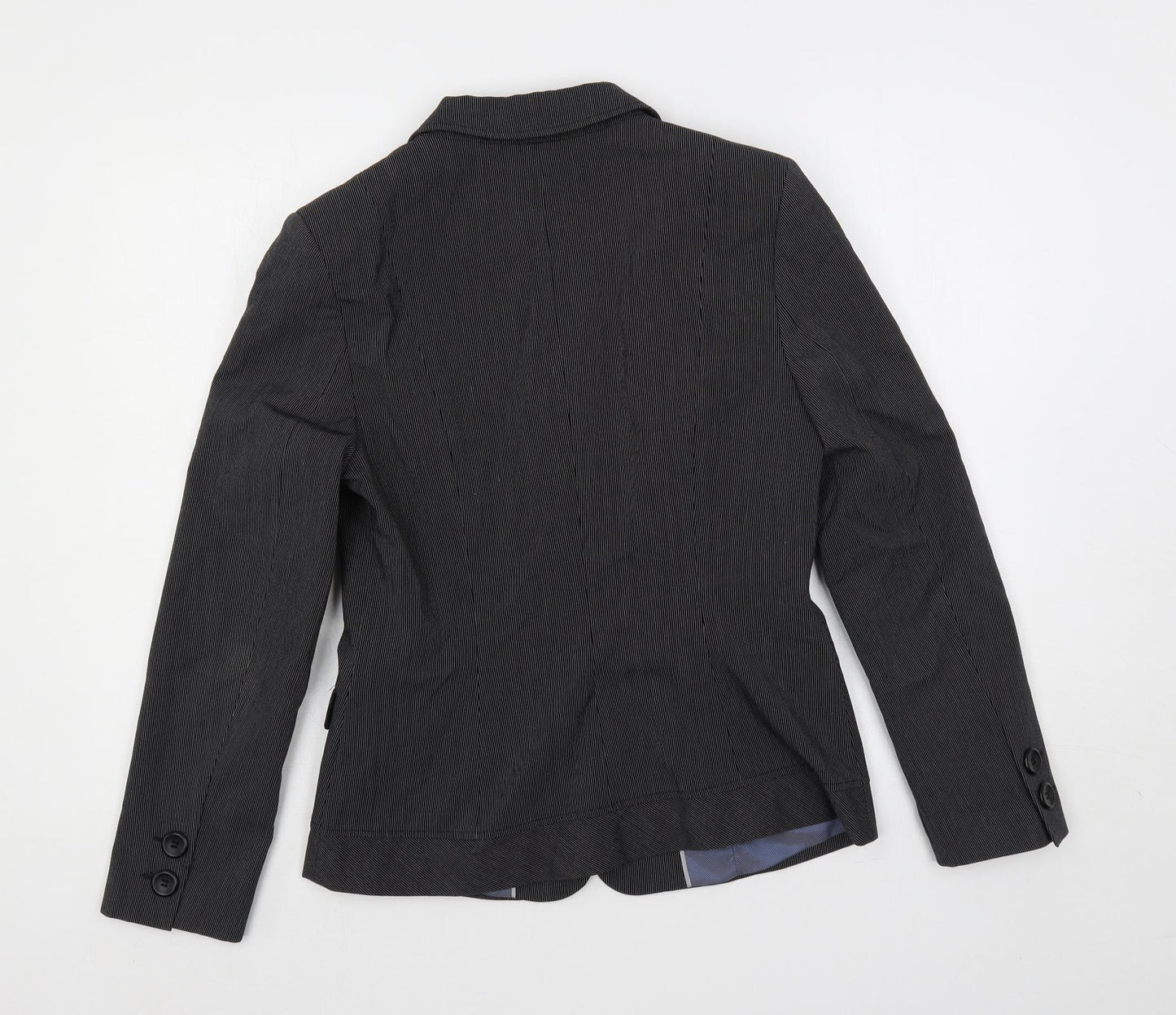 NEXT Womens Black Striped Jacket Blazer Size 10 Button