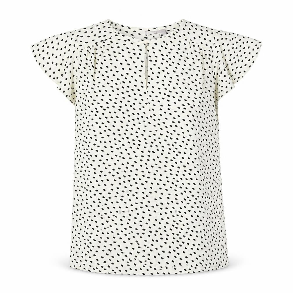 H&M Womens Ivory Animal Print Polyester Basic Blouse Size XS Round Neck