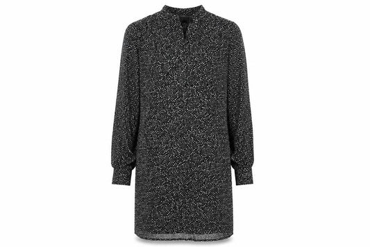 H&M Womens Black Animal Print Viscose Shift Size XS Round Neck Button