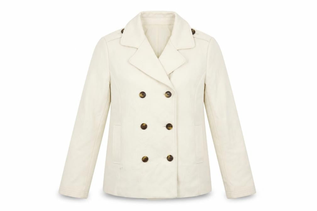 Gap Womens Ivory Pea Coat Coat Size L Button