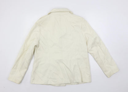 Gap Womens Ivory Pea Coat Coat Size L Button