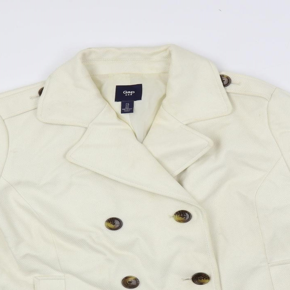 Gap Womens Ivory Pea Coat Coat Size L Button