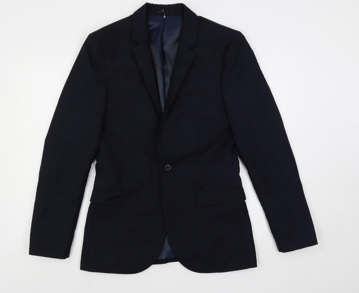 Topman Mens Blue Polyester Jacket Suit Jacket Size 36 Regular