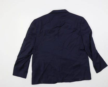 Back view of Autograph men’s blue wool jacket suit jacket, size 46, regular