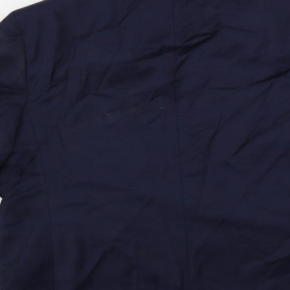 Brand and care label for Autograph men’s blue wool jacket suit jacket, size 46, regular