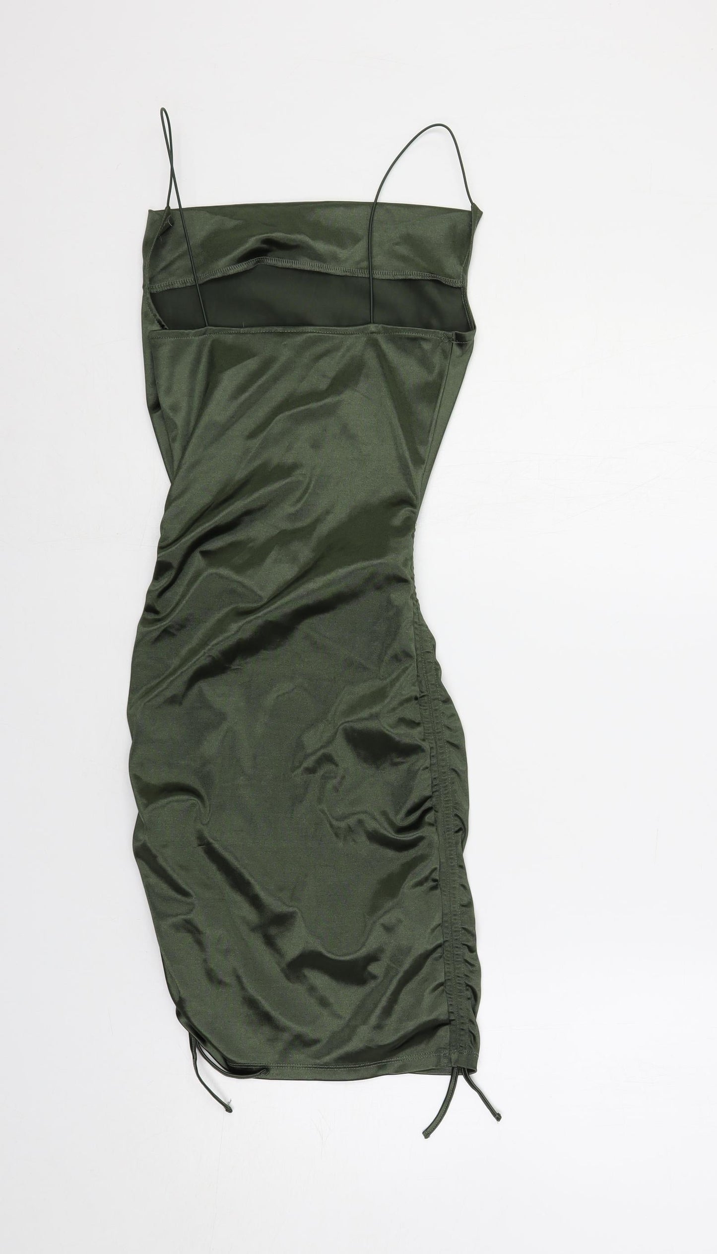 Divided by H&M Womens Green Polyester Bodycon Size 2XS Cowl Neck Pullover - Ruched