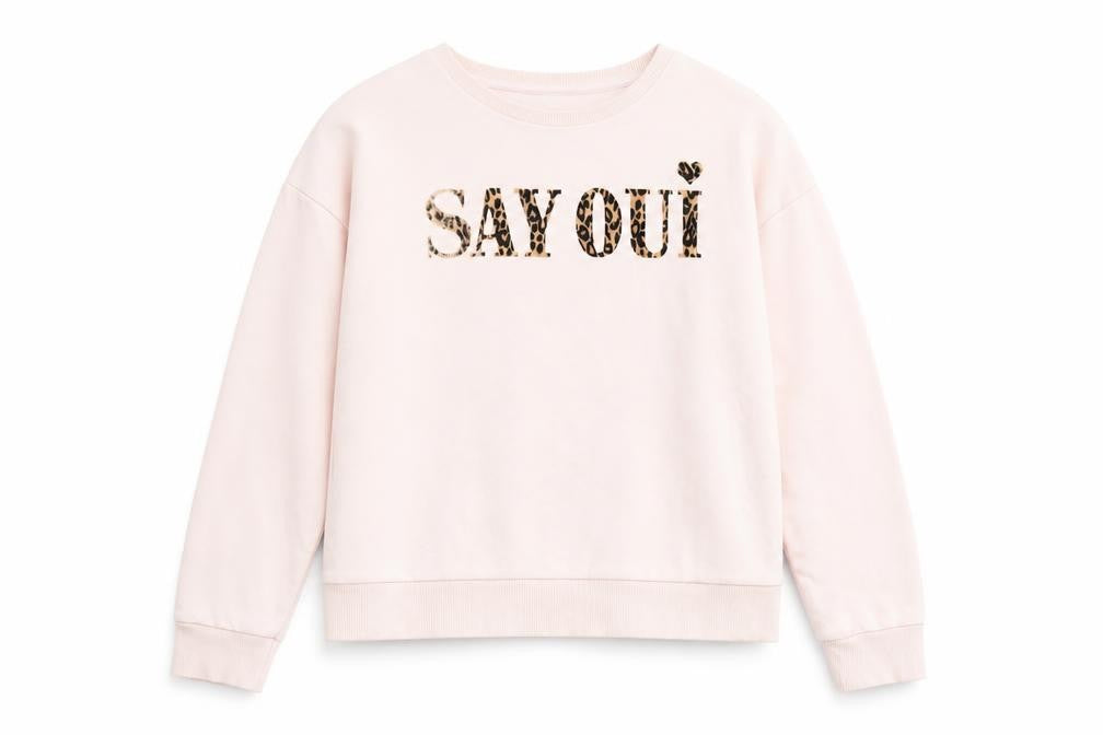 New Look Womens Pink Cotton Pullover Sweatshirt Size 6 Pullover