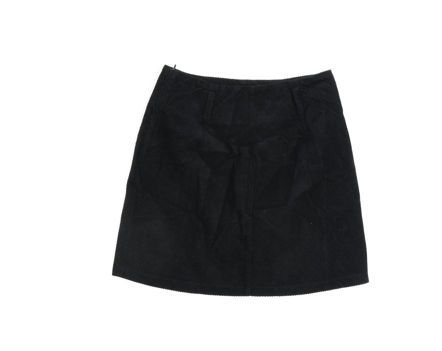 Denim & Co. Womens Black Cotton A-Line Skirt Size 8 Zip