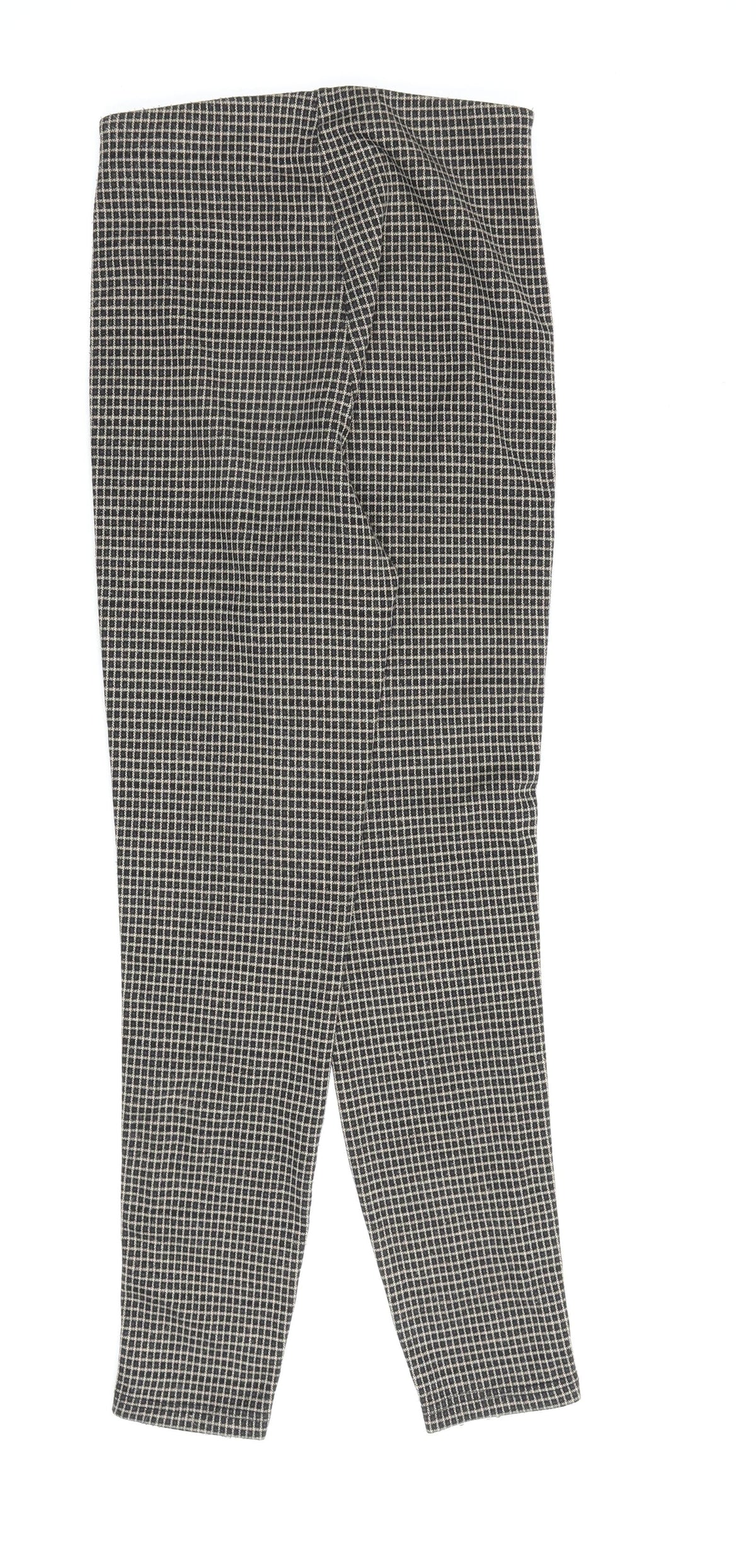 Stradivarius Womens Brown Check Polyester Trousers Size 8 L28 in Regular