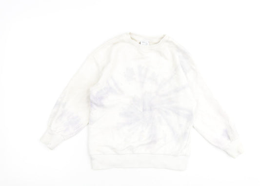 Zara Girls White 100% Cotton Pullover Sweatshirt Size 7 Years Pullover