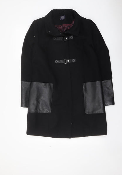 Marks & Spencer Womens Black Overcoat Coat Size 12 Zip