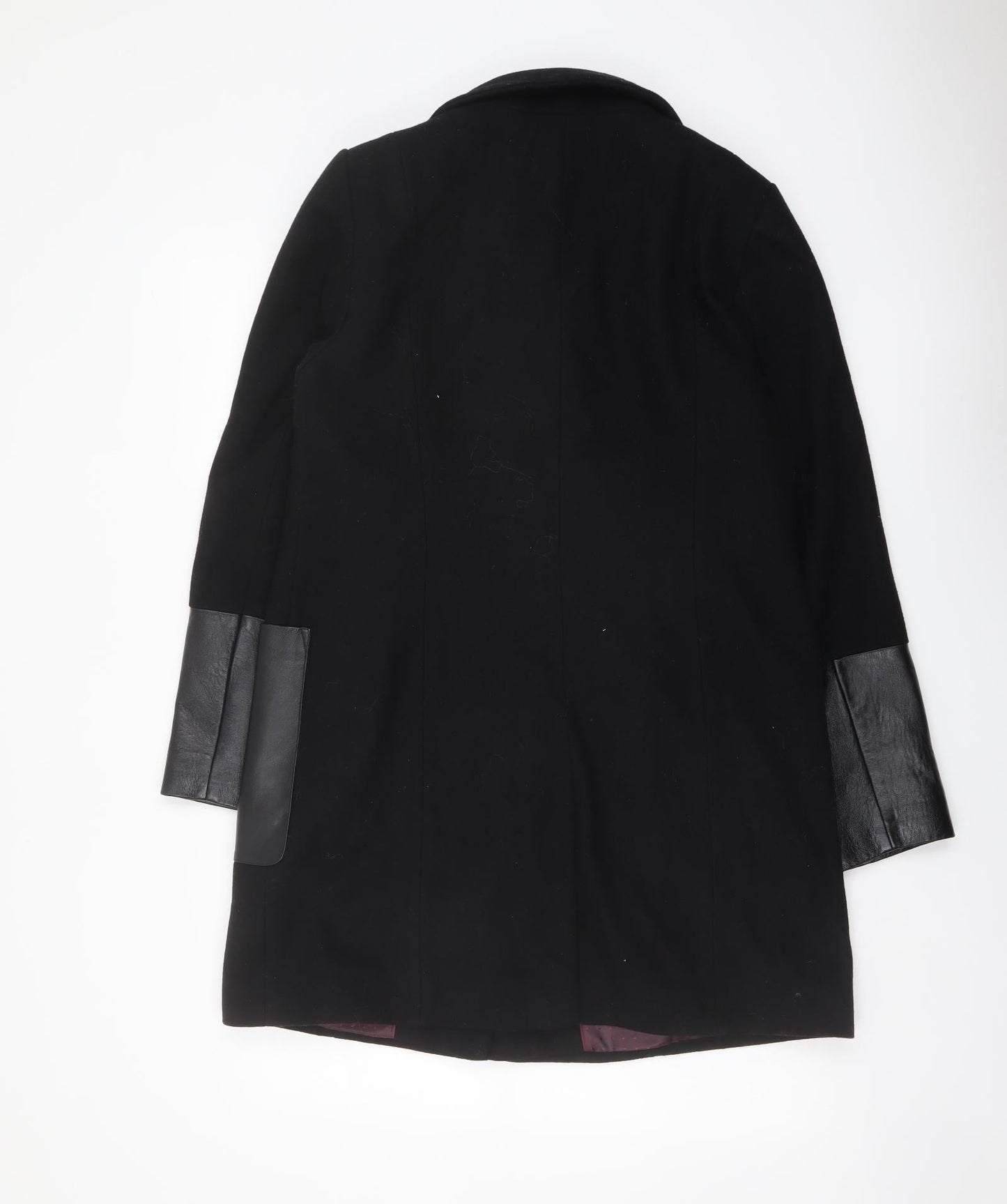 Marks and Spencer Womens Black Overcoat Coat Size 12 Zip