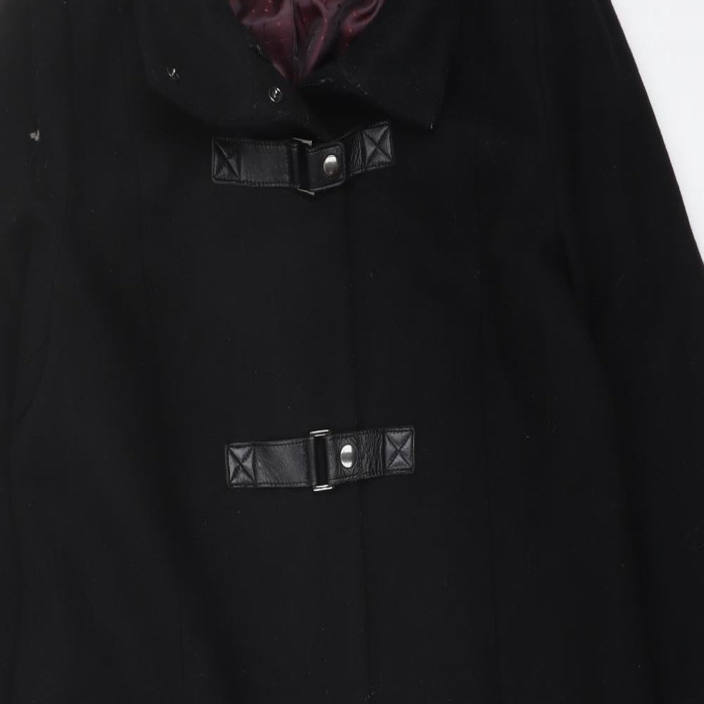 Marks and Spencer Womens Black Overcoat Coat Size 12 Zip