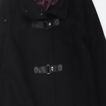 Marks & Spencer Womens Black Overcoat Coat Size 12 Zip
