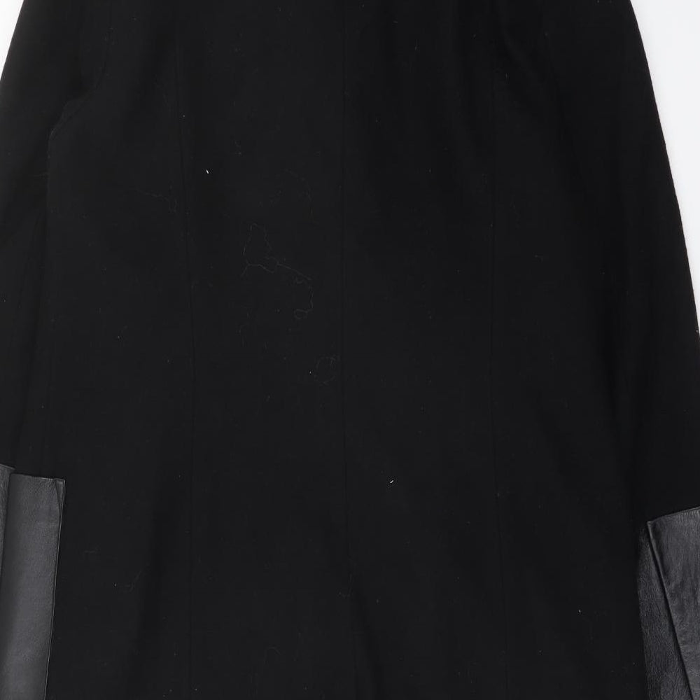 Marks and Spencer Womens Black Overcoat Coat Size 12 Zip