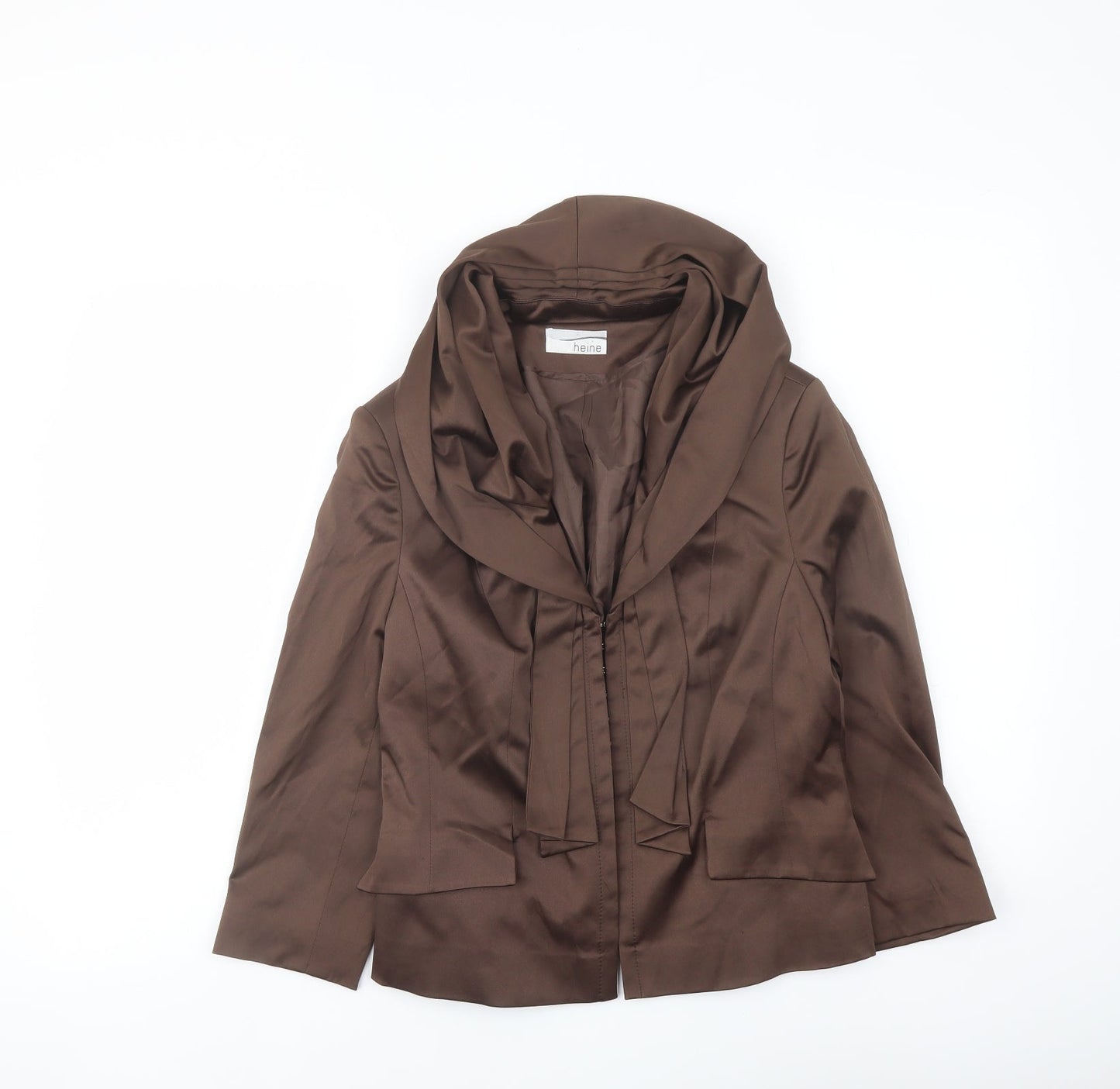 HEINE Womens Brown Jacket Blazer Size 10 Hook & Eye