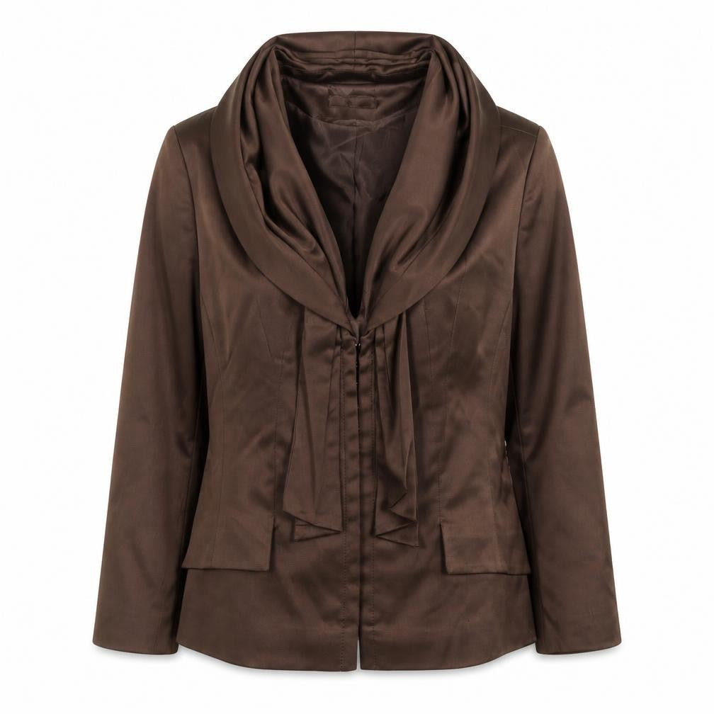 HEINE Womens Brown Jacket Blazer Size 10 Hook & Eye