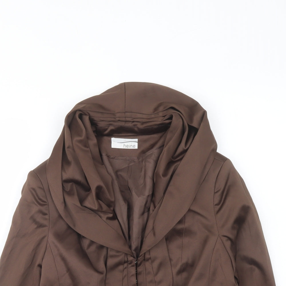HEINE Womens Brown Jacket Blazer Size 10 Hook & Eye
