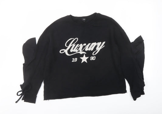 River Island Womens Black Cotton Pullover Sweatshirt Size M Pullover