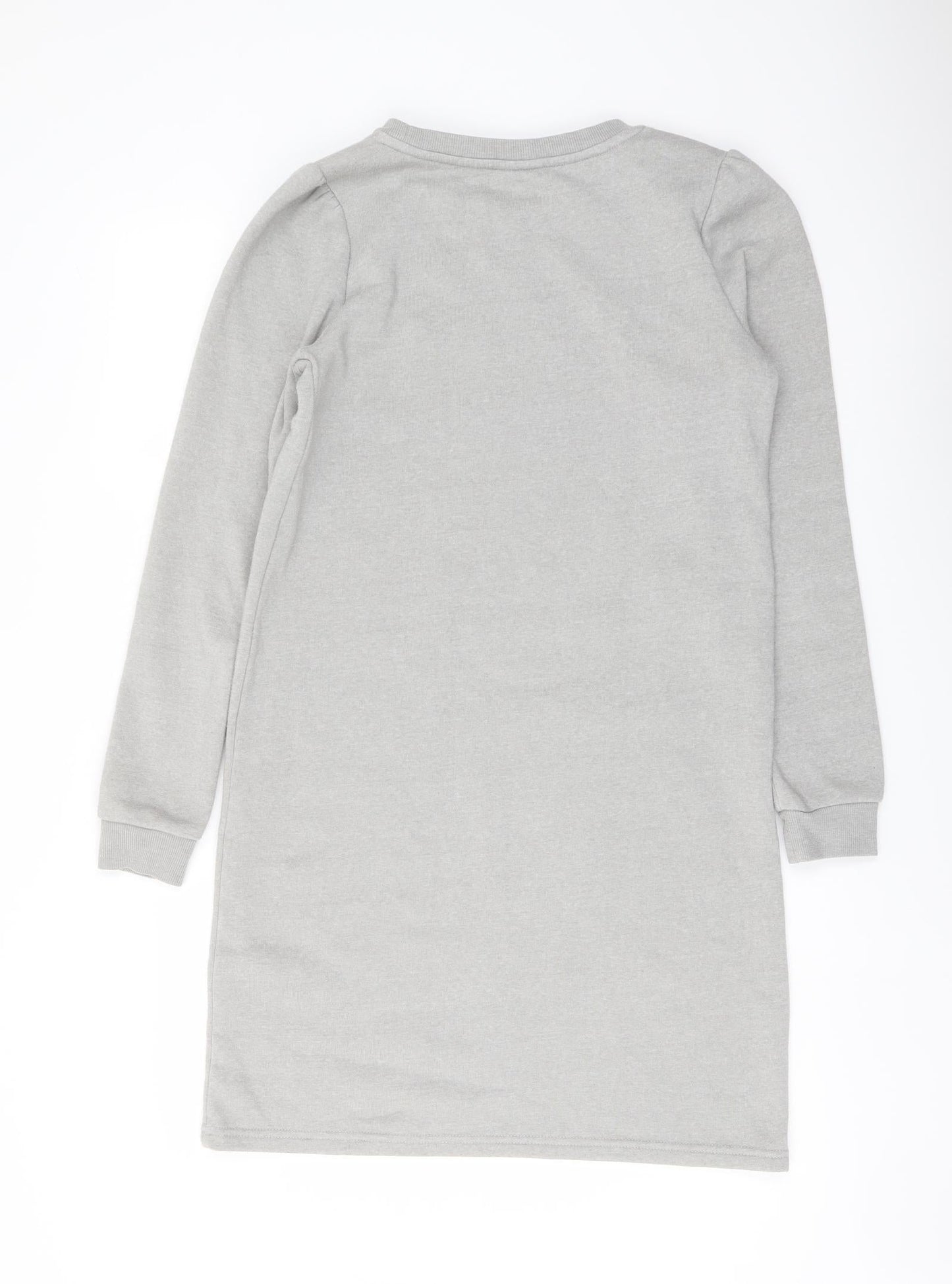 VILA Womens Grey Polyester T-Shirt Dress Size XS Crew Neck Pullover