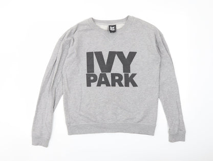 Additional front view of IVY PARK women’s grey cotton pullover sweatshirt, size S, pullover