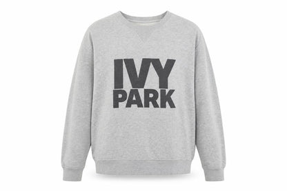 Front view of IVY PARK women’s grey cotton pullover sweatshirt, size S, pullover