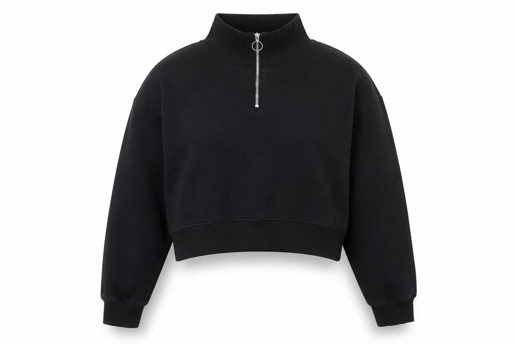 H&M Womens Black Cotton Pullover Sweatshirt Size L Zip