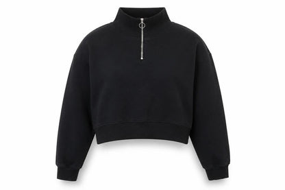 H&M Womens Black Cotton Pullover Sweatshirt Size L Zip