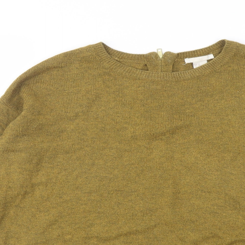 H&M Womens Brown Round Neck Acrylic Pullover Jumper Size XS