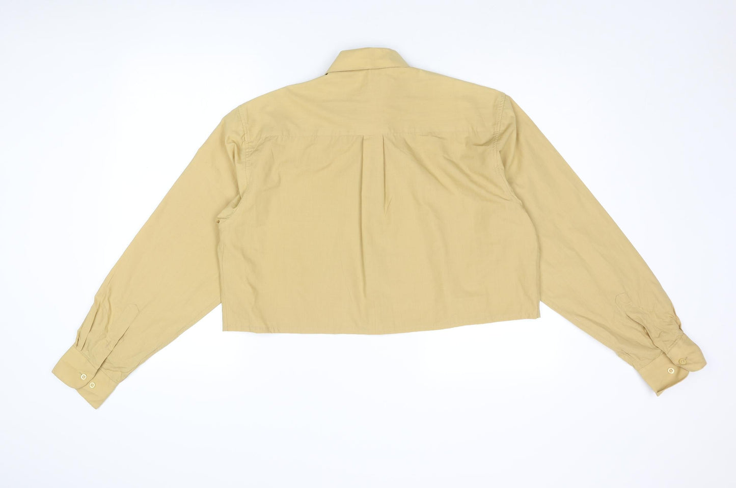 Protocol Womens Yellow Polyester Cropped Button-Up Size 16 Collared