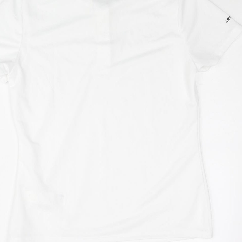 Artengo Womens White Polyester Basic Polo Size 12 Collared Button - Sleeve Logo