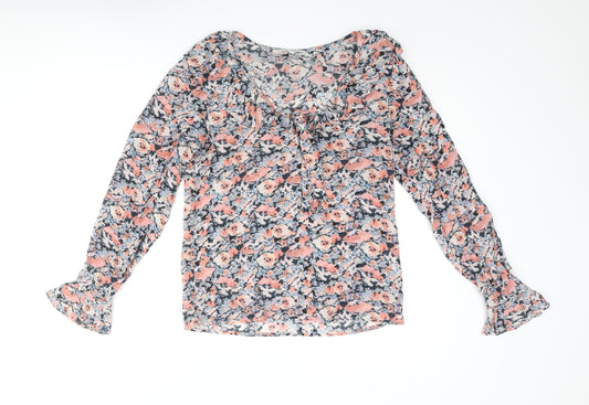 Lily and Lionel Womens Multicoloured Floral Viscose Basic Blouse Size XS V-Neck - Frill