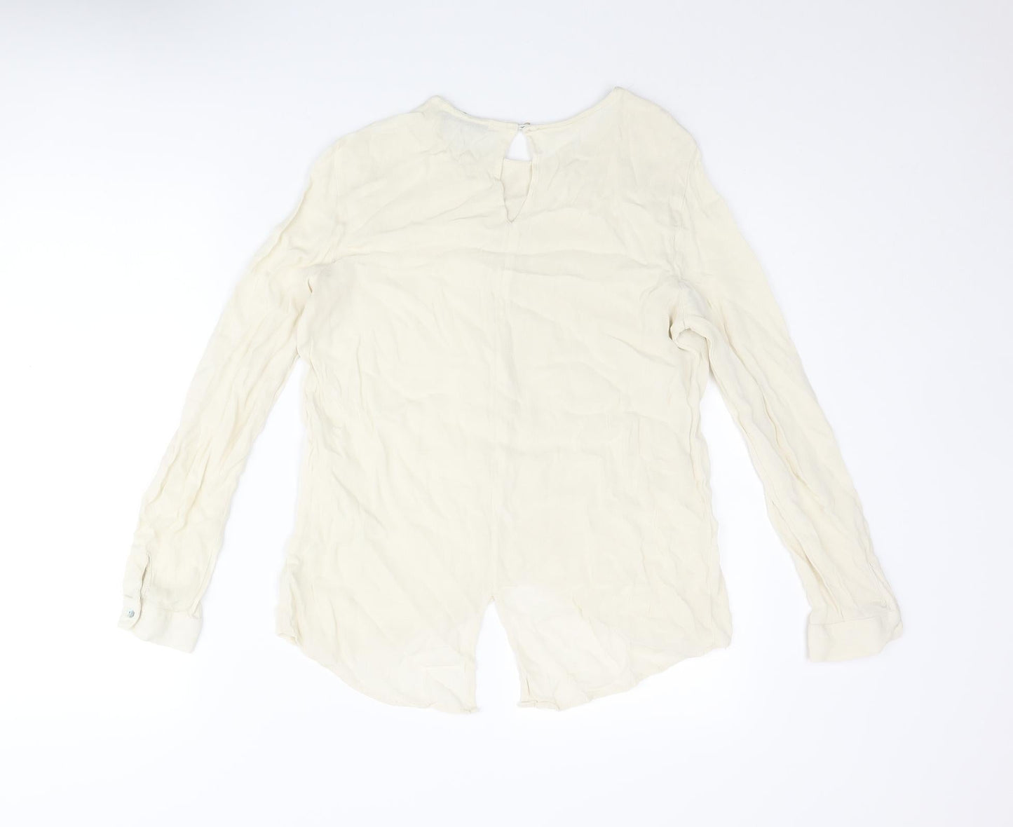 Mango Womens Ivory Polyester Basic Blouse Size XS Round Neck
