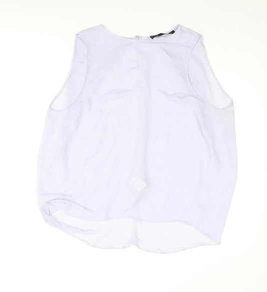 Zara Womens Purple Polyester Basic Blouse Size M Round Neck