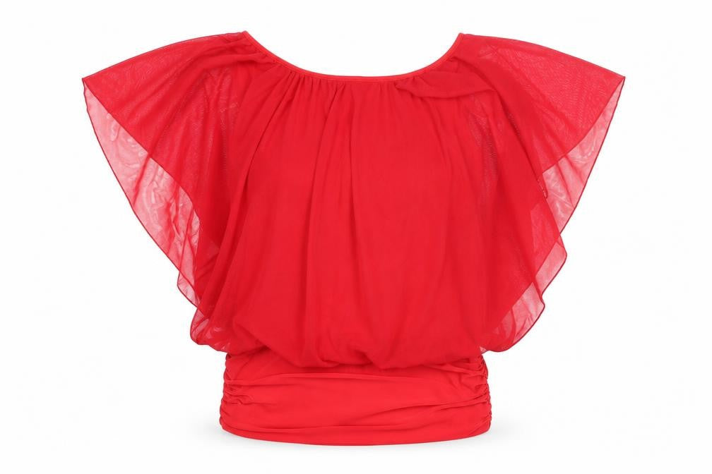 West One Womens Red Polyester Basic Blouse Size 12 Round Neck