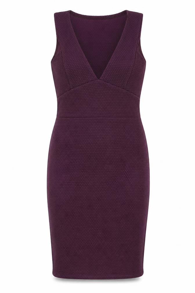 Boohoo Womens Purple Polyester Bodycon Size 10 V-Neck Pullover - Textured