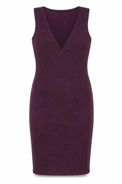 Boohoo Womens Purple Polyester Bodycon Size 10 V-Neck Pullover - Textured