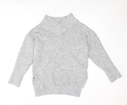Next Womens Grey V-Neck Acrylic Pullover Jumper Size S
