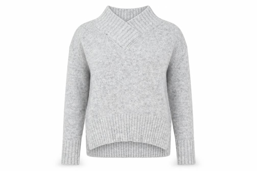 NEXT Womens Grey V-Neck Acrylic Pullover Jumper Size S