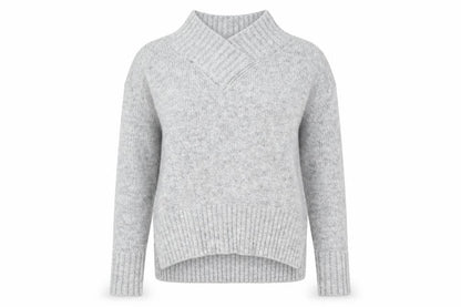 Next Womens Grey V-Neck Acrylic Pullover Jumper Size S