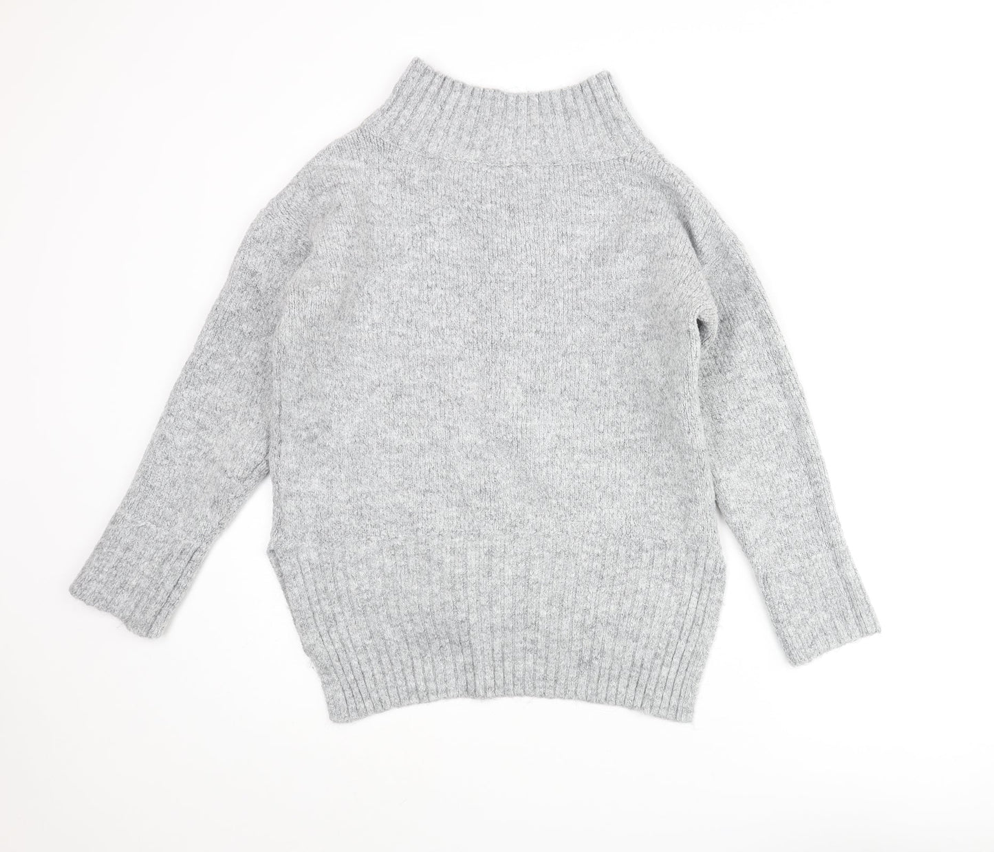 NEXT Womens Grey V-Neck Acrylic Pullover Jumper Size S