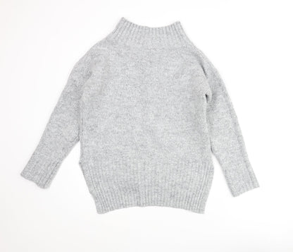 Next Womens Grey V-Neck Acrylic Pullover Jumper Size S